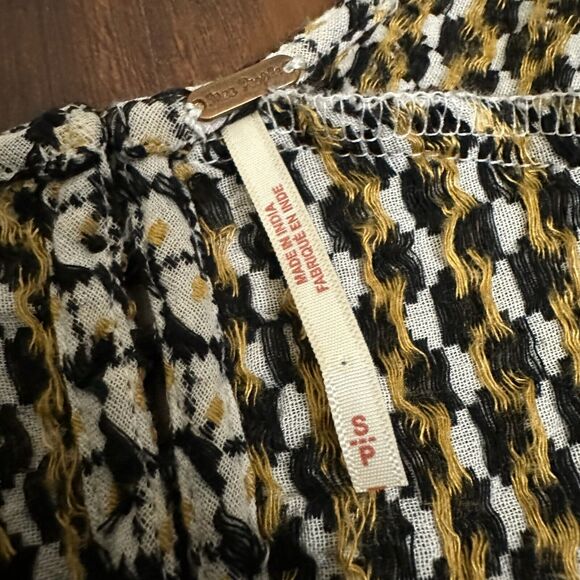 FREE PEOPLE Running On A Dream Top Womens S Multicolor Bell Sleeve Boho Peasant - Picture 10 of 13